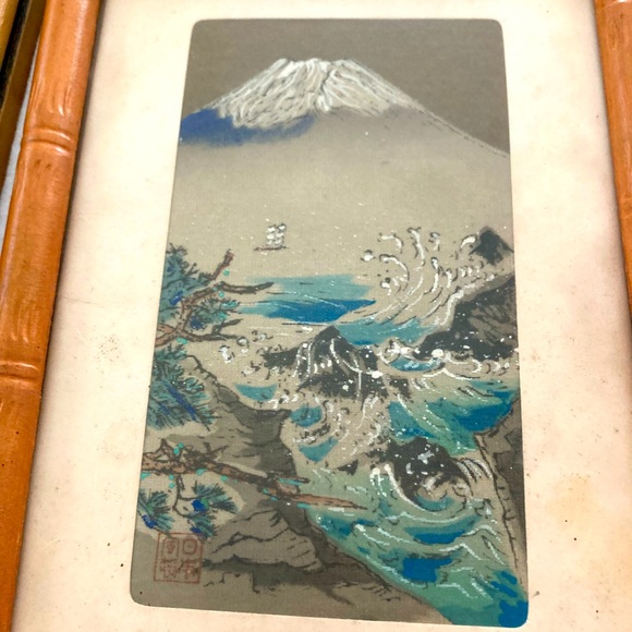 Three oriental pictures in bamboo frames - Picture 3 of 4